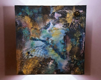 Whispers of Earth and Sky – Abstract Relief Art on Canvas (50×50 cm)