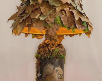 Enchanted Squirrel Lamp – Handmade Woodland Table Lamp