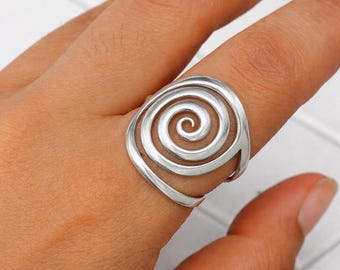925 Sterling Silver Spiral Ring - Handmade Minimalist Jewelry - Swirl Ring for Women - Easter & Mother’s Day Jewelry -Unique Gift for Her
