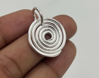 925 Sterling Silver Spiral Pendant, Geometric Swirl Charm Necklace, Minimalist Circular Pendant, Modern Everyday Jewelry, Unisex Gift
