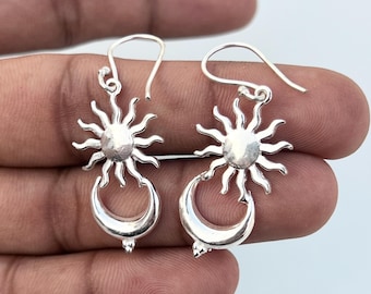 Sonne und Mond Ohrringe: Himmlischer Boho Schmuck
