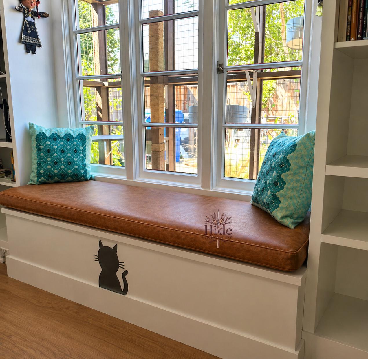 Custom Leather Bench Cushion Cover – Handmade Buffalo Leather Seat ...