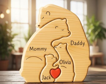 Personalisiertes hölzernes Bärenpuzzle - Benutzerdefinierte Namensandenken | Babyparty, Neugeborenen und Taufgeschenk, Kinderzimmer und Kinderzimmer Dekor
