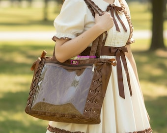 Large Bow Ita Bag, Personalized Clear Display Window, Anime Convention Bag, Kawaii Pin Bag, Anime Collectibles, Cute Kpop Gift for Fans