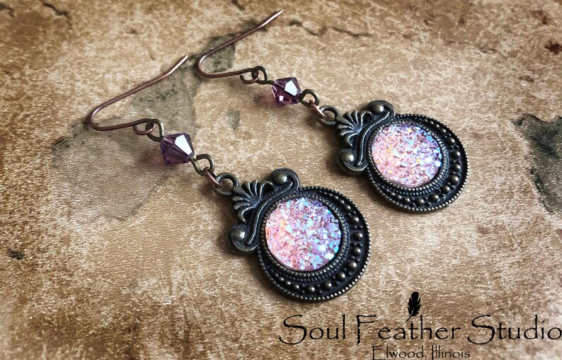 Vintage GLITZ Earrings\u2022Pink and Purple 004