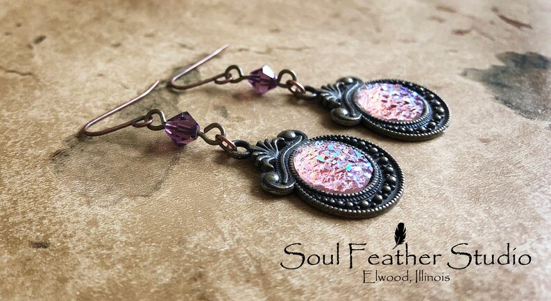 Vintage GLITZ Earrings\u2022Pink and Purple 004