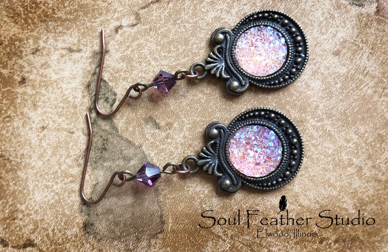 Vintage GLITZ Earrings\u2022Pink and Purple 004