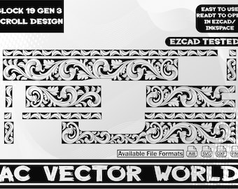 Glock 19 Gen 3 Scroll Design,Svg file,EZCAD file for laser engraiving.