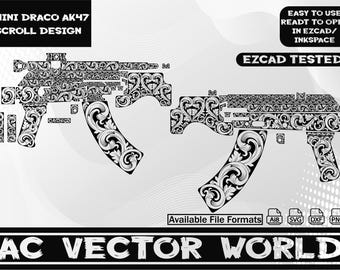 Mini Draco AK47 Scroll Desing,ezced File,svg Ready File for Laser