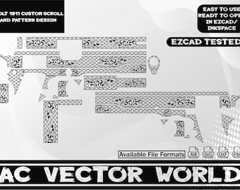 Cold 1911 Custom Pattern Scroll desing, EZCAD file for laser engraiving.