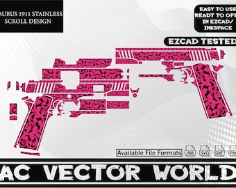 Taurus 1911 stainless scroll desing,svg file for laser engraiving.