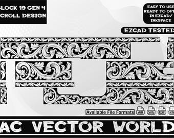 Glock 19 Gen 4 Scroll Design,svg file,EZCAD file.For laser engraiving.