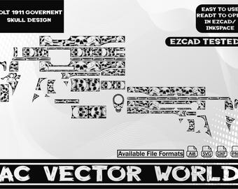 Colt 1911 Government Skull Design,Svg File,Ezcad File,For Lser Engraiving.