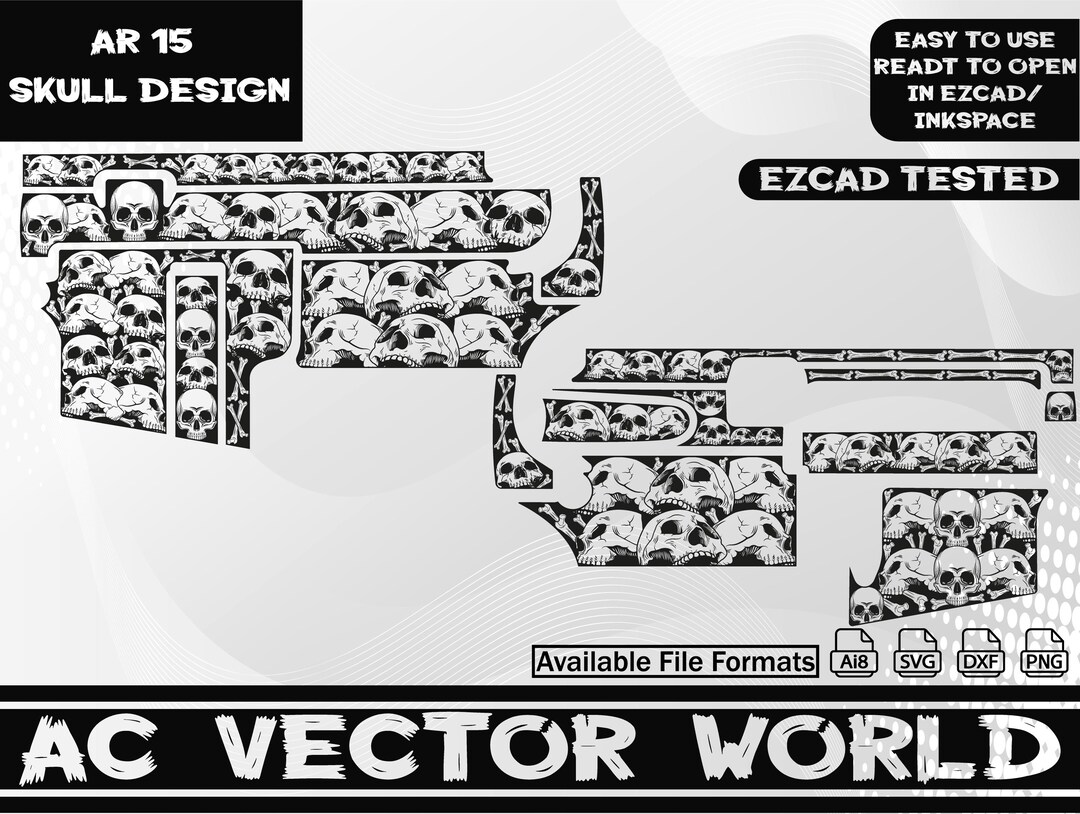 AR 15 Skull Design , Svg Ready File, Ezcad File, for Laser Engraiving ...