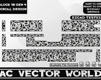 Glock 19 gen 4 scroll design,svg file,EZCAD file for laser engraiving.