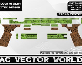 Glock 19 gen 4 Aztec Design,svg file,EZCAD file for laser engraiving.