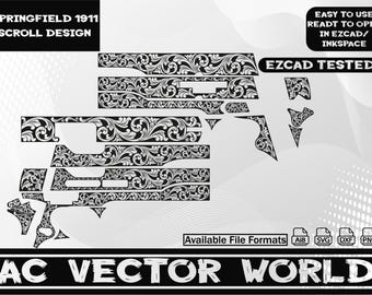Springfield 1911 Scroll Engraving Design, Laser Ready (Digital File)