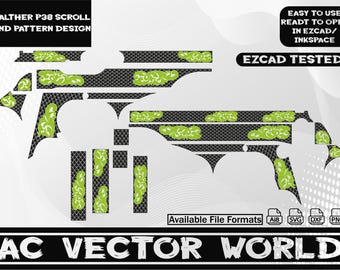 Walther P38 Pattern Scroll Desing,svg filr,EZCAD file for laser engraiving.