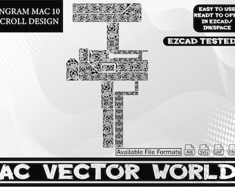 Ingram,mac 10,svg file for laser engraiving.