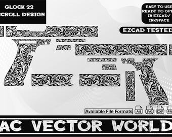 Glock 22 scroll design,EZCAD file,svg file for laser engraiving.