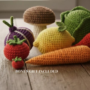 7 Handmade Crochet Vegetable Set – Amigurumi Food Decor