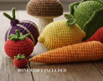 7 Handmade Crochet Vegetable Set – Amigurumi Food Decor