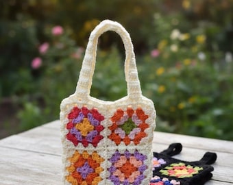 Granny Square Crochet Tote Bag Pattern | Boho Cotton Woman's (PDF Pattern