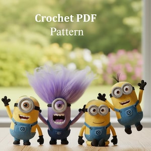4 Minions Amigurumi Häkelanleitung: Kevin, Stuart, Bob (PDF Download)