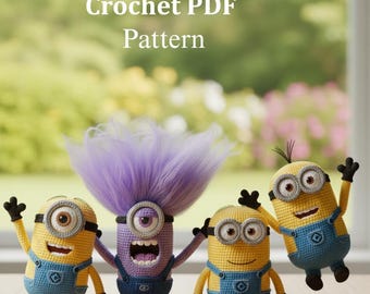 4 Minions Amigurumi Häkelanleitung: Kevin, Stuart, Bob (PDF Download)