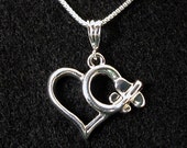 Aviation Sterling Silver Jewelry Low Wing Heart Necklace