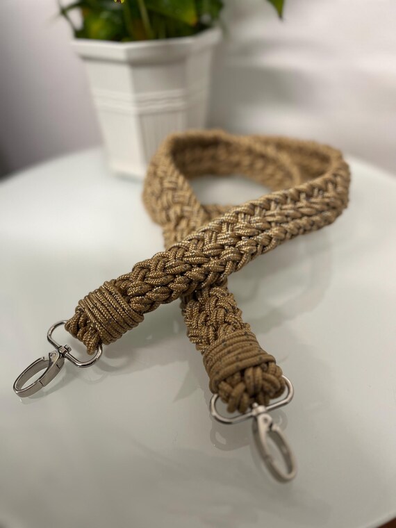 Makramee Taschengurt mit reflektierender Kordel