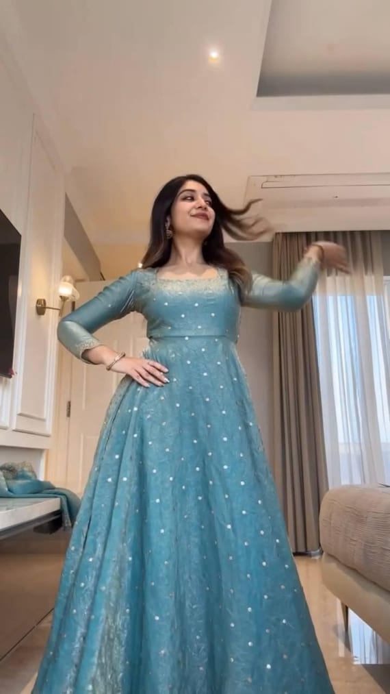 Designer Sea Green Anarkali Gown