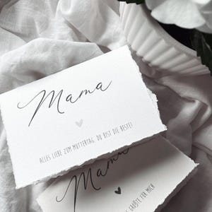 Elegant folding card "Mom Love" - DIN A6, envelope included | 2 color options, ivory/beige/dusty rose with elegant deckle edge | Mother's Day, thank you