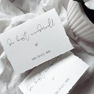 Elegant folding card "You are wonderful" - DIN A6, envelope included | 2 color options, ivory/beige/dusty rose with elegant deckle edge | Mother's Day, Thank you, Mom