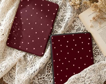 Vintage Red Heart Kindle Case Paperwhite 12th 2024, Kindle Colorsoft 7" Cover, Kindle 10th 11th Case with Hand Strap Clear Back, Auto Wake