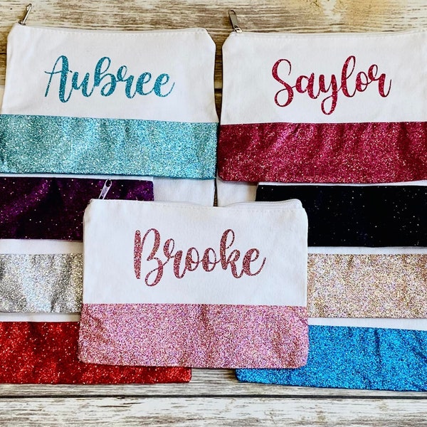 Glitter Cosmetic Bags, Make Up Bag, Period Bag, Snack Bag, Pencil Pouch perfect for birthdays, bridal showers, gifts, school