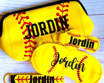 Softball Bundle Player and Team Gift - softball bag, eye mask, key fob, chapstick holder