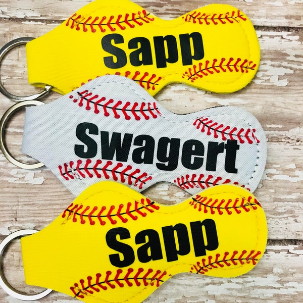 Personalized Sports Chapstick Holder Keychain - Baseball and Softball