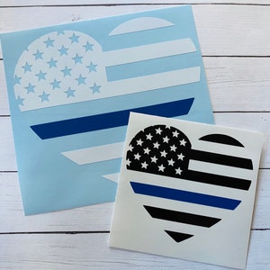 Police Flag Heart for Back the Blue, Blue Lives Matter, Police Awareness image 1