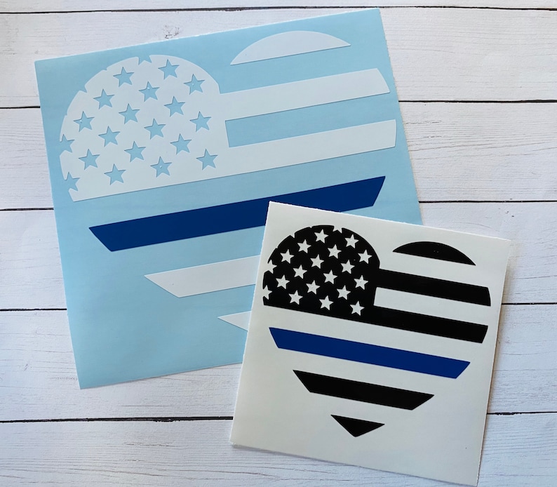 Police Flag Heart for Back the Blue, Blue Lives Matter, Police Awareness image 1