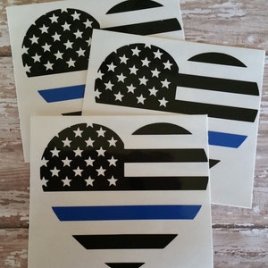 Police Flag Heart for Back the Blue, Blue Lives Matter, Police Awareness image 2