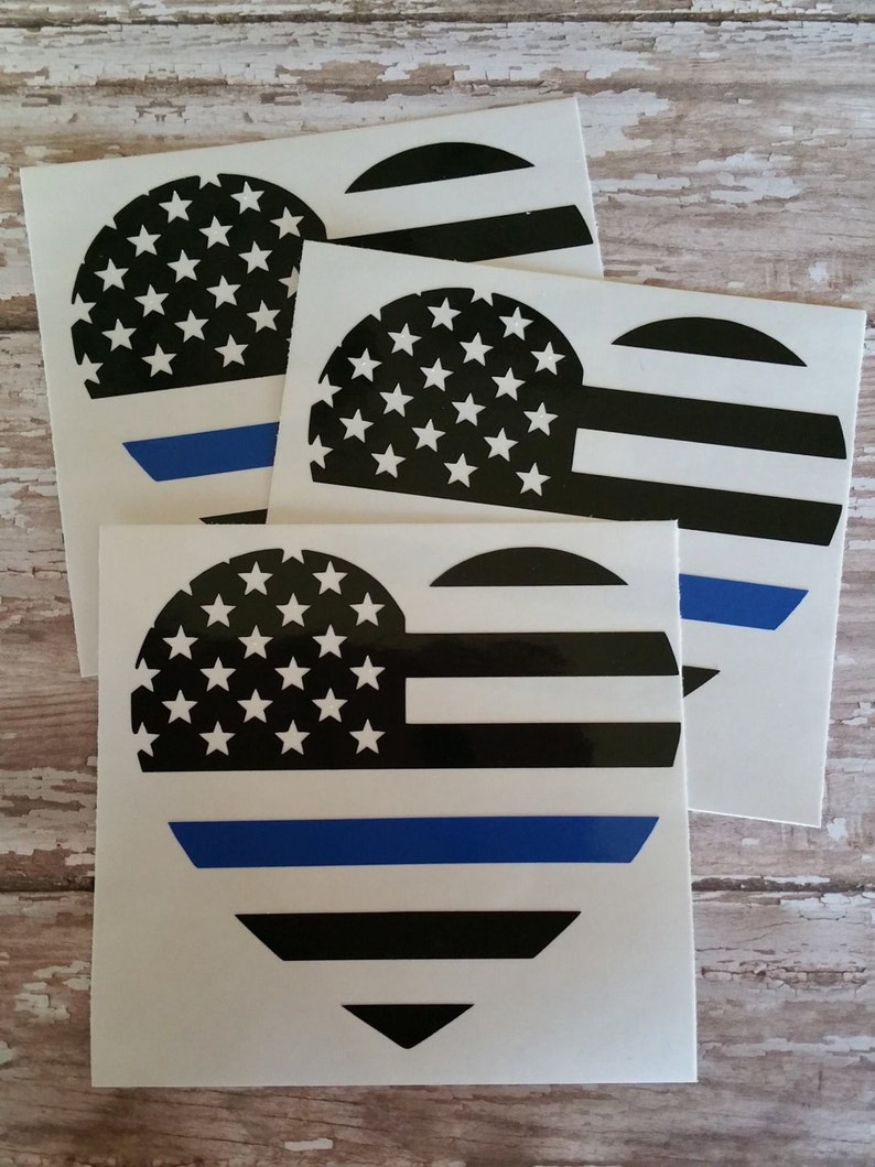 Police Flag Heart for Back the Blue, Blue Lives Matter, Police Awareness image 2