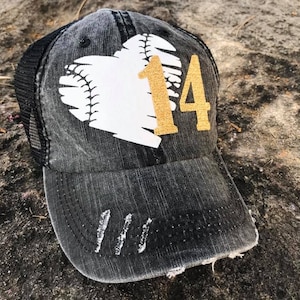 Softball and Baseball Mom Game Day Distressed and Vintage Style Hat
