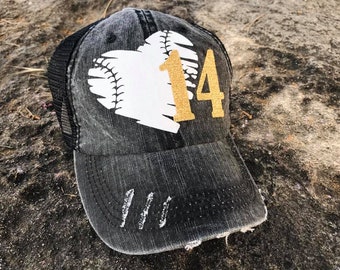 Softball and Baseball Mom Game Day Distressed and Vintage Style Hat