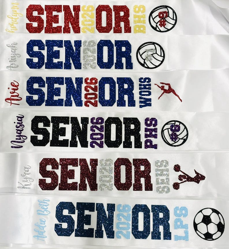Senior Sash! Comes in white or black - Personalized and Custom with name, sport, and year. Great for Senior Night. afbeelding 10
