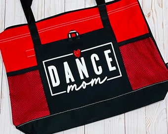 Dance Mom Tote Bag in Glitter Vinyl - Perfect for cheer moms, cheer comps, cheer gifts