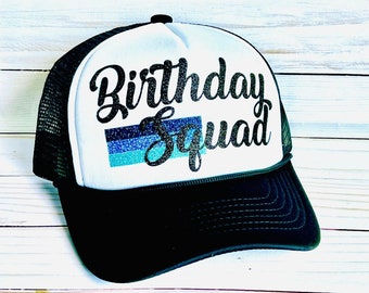 Birthday Squad Trucker Hat great for birthday, vacation, trips, summer hat