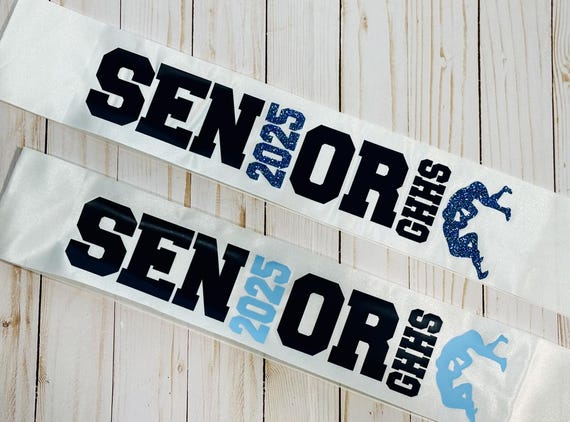 Senior Sash! Comes in white or black - Personalized and Custom with name, sport, and year. Great for Senior Night.