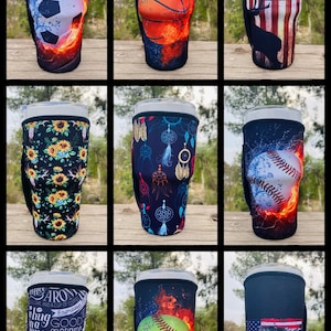 Personalized Neoprene Tumbler Sleeve Holder 30oz - Mermaid, Tie Die, Leopard, Serape, Teacher, Sunflowers - Fits MOST large tumblers