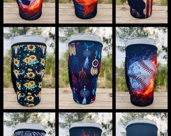 Personalized Neoprene Tumbler Sleeve Holder 30oz - Mermaid, Tie Die, Leopard, Serape, Teacher, Sunflowers - Fits MOST large tumblers